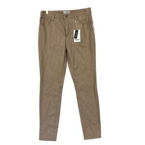 Kensie Jeans Vegan Leather Pants 4 27 Beige Tapered Ankle Stretch Faux 28x28 NEW